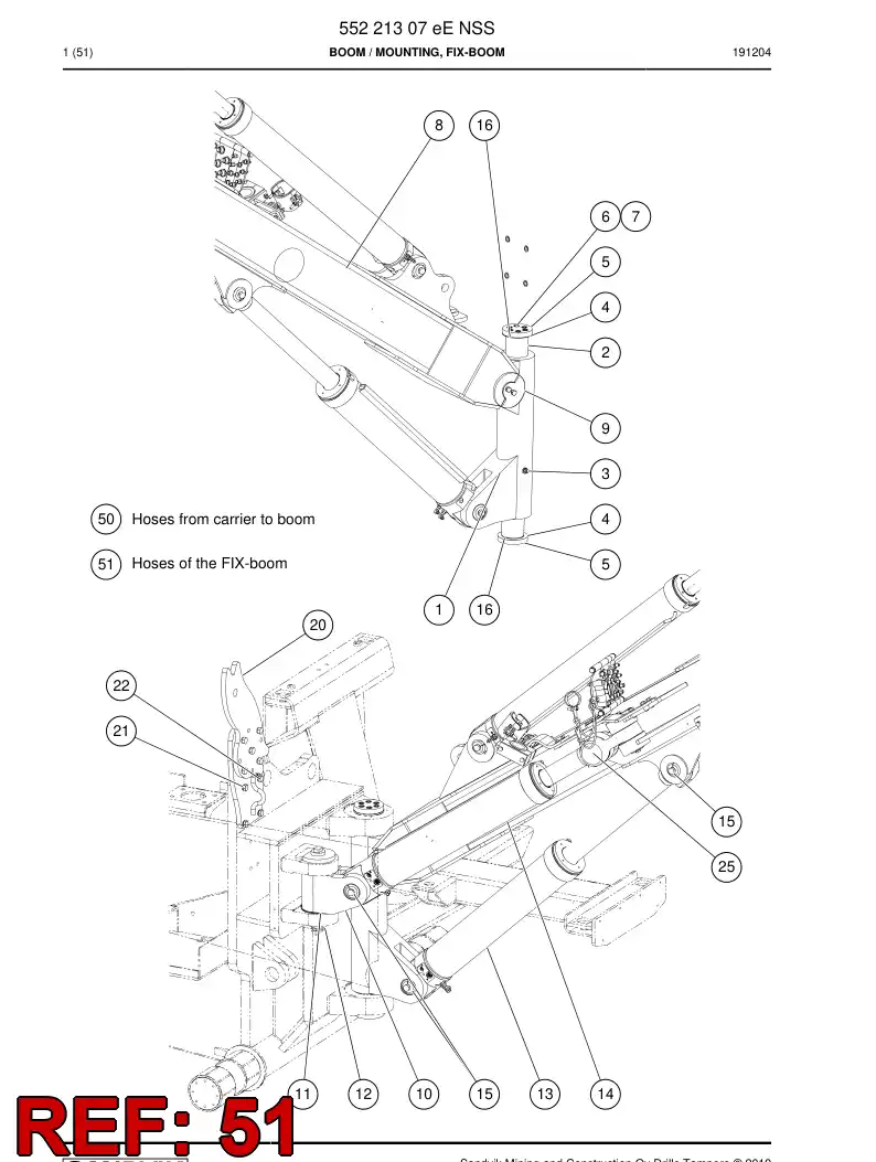 BG00311559d BG 003 115 59d Hose Set - Sandvik Technical Drawing