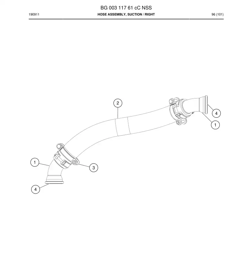 BG00311761c BG 003 117 61c Hose Assembly, Suction - Sandvik Technical Drawing