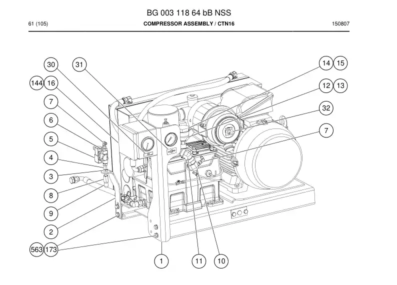 BG00311864b BG 003 118 64b Compressor Assembly - Sandvik Technical Drawing