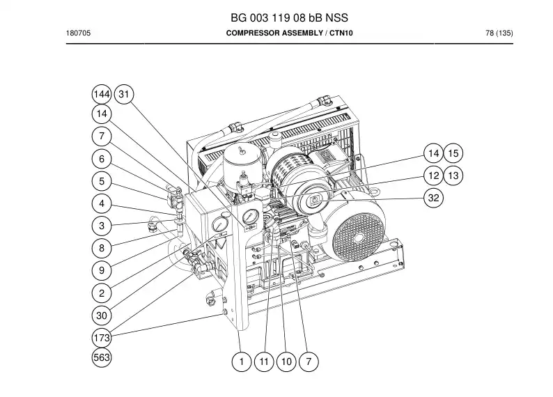 BG00311908b BG 003 119 08b Compressor Assembly - Sandvik Technical Drawing