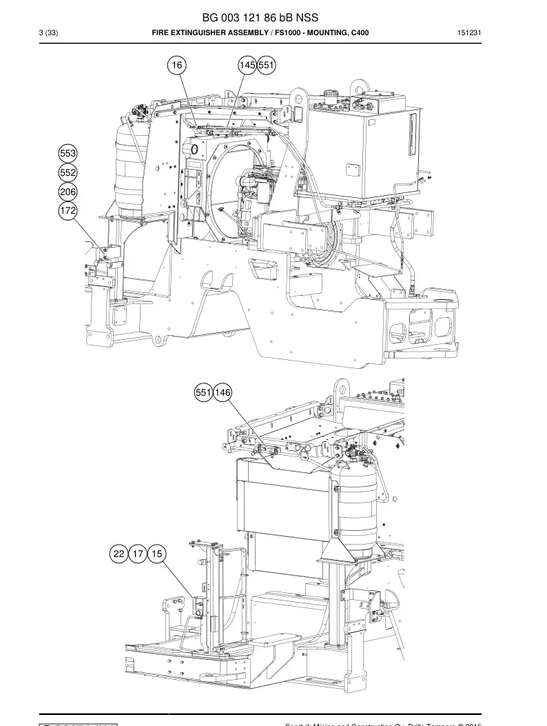 BG00312186b BG 003 121 86b Fire Extinguisher Assembly - Sandvik Technical Drawing