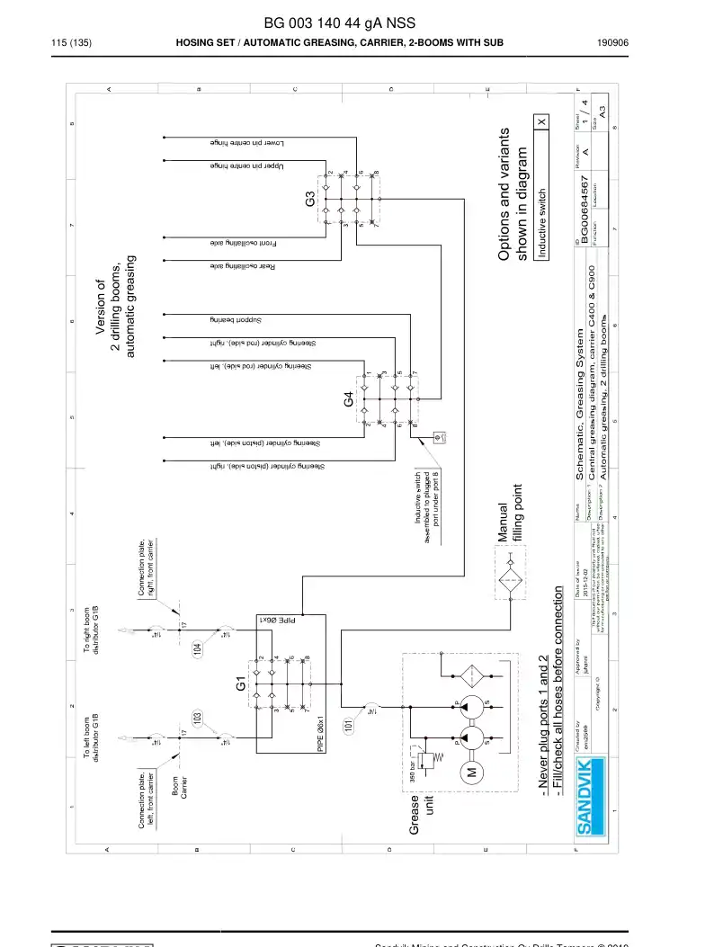 BG00314044g BG 003 140 44g Hosing Set - Sandvik Technical Drawing