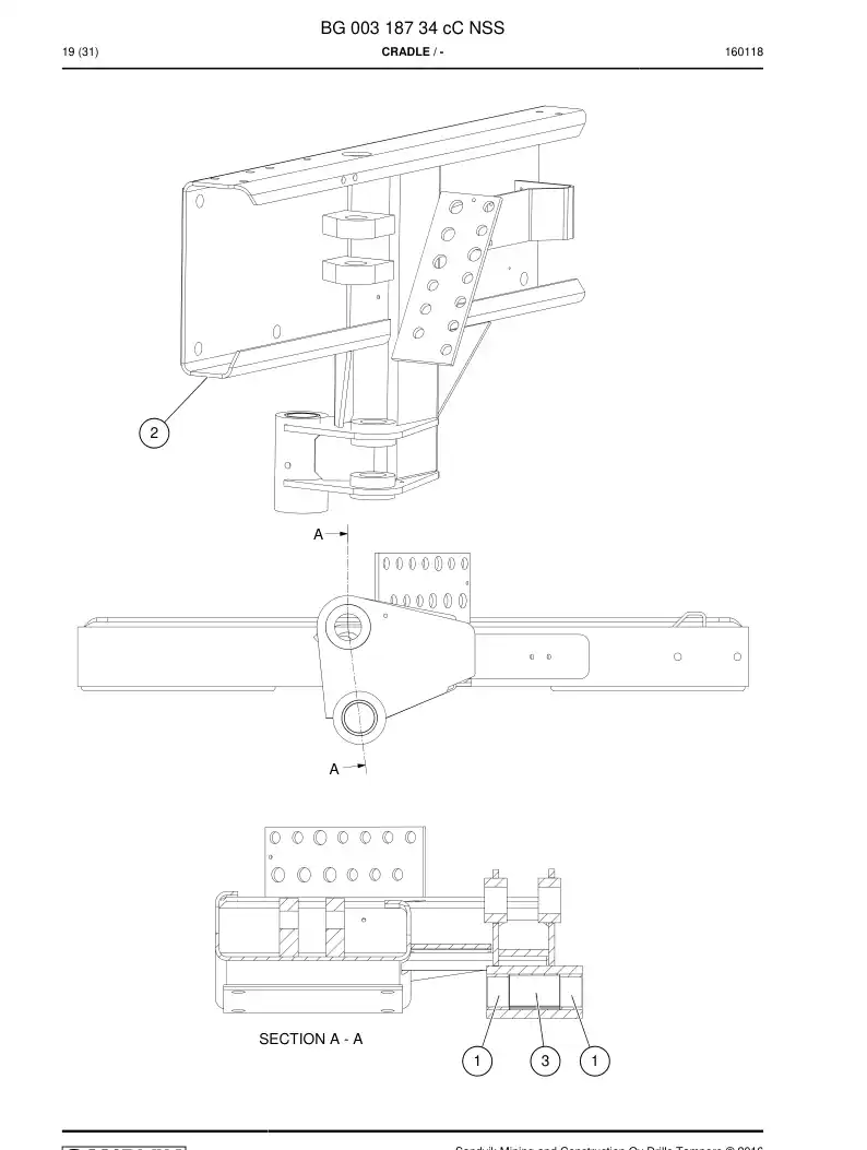 BG00318734c BG 003 187 34c Cradle - Sandvik Technical Drawing