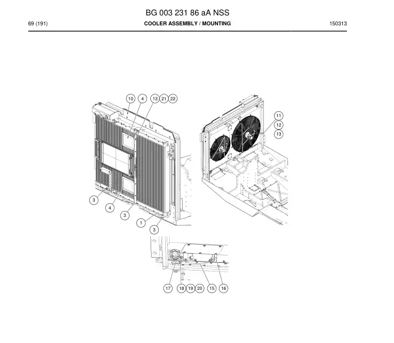 BG00323186a BG 003 231 86a Cooler Assembly - Sandvik Technical Drawing