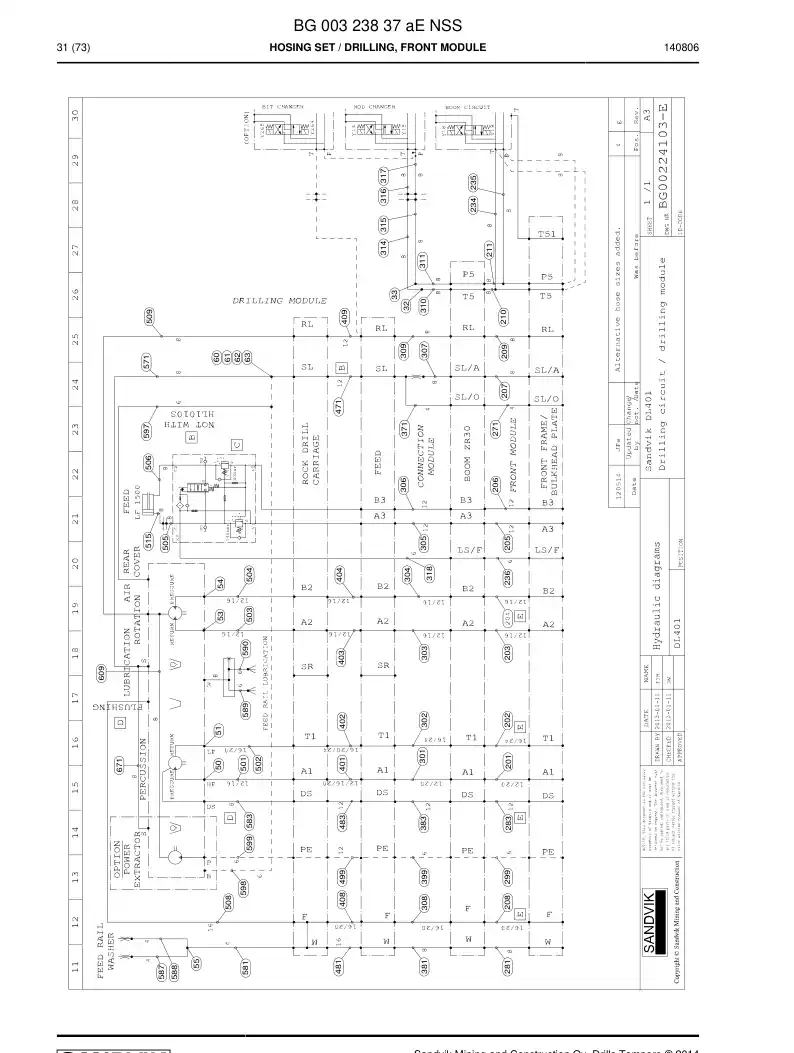 BG00323837b BG 003 238 37b Hosing Set - Sandvik Technical Drawing