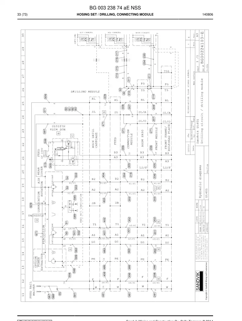 BG00323874a BG 003 238 74a Hosing Set - Sandvik Technical Drawing