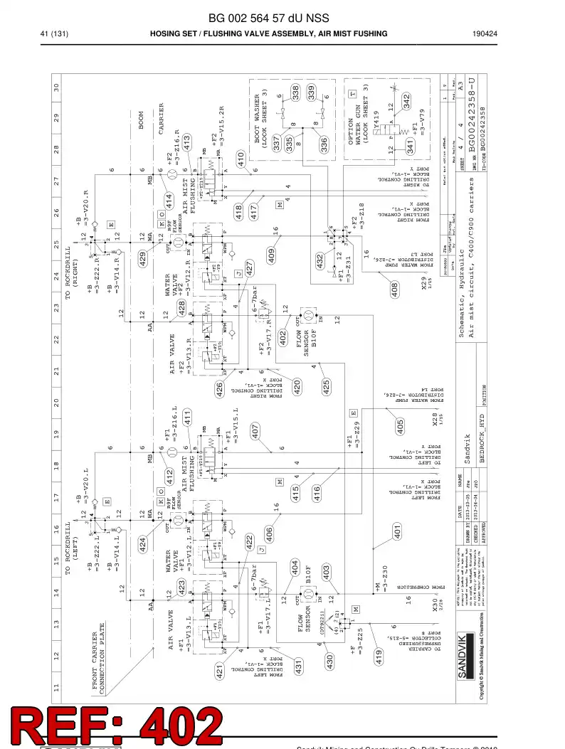 BG00324140a BG 003 241 40a Hose Assembly, Hydraulic - Sandvik Technical Drawing