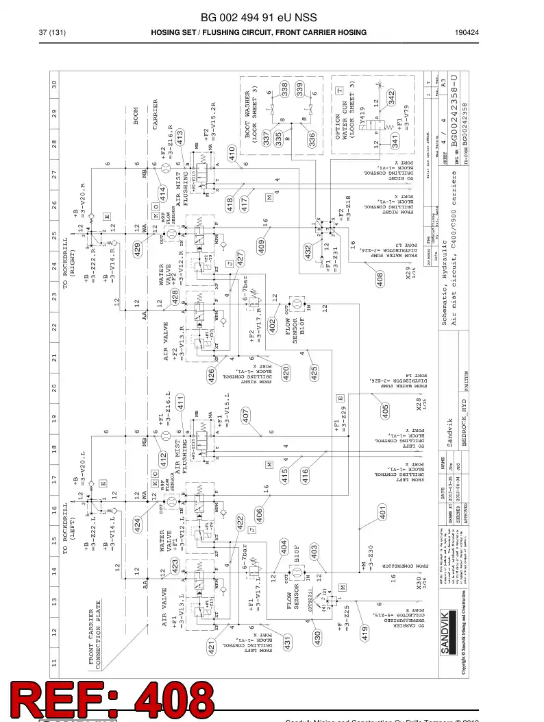 BG00324146a BG 003 241 46a Hose Assembly, Hydraulic - Sandvik Technical Drawing