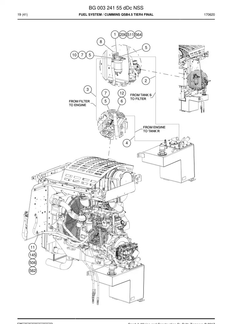 BG00324155d BG 003 241 55d Fuel system - Sandvik Technical Drawing