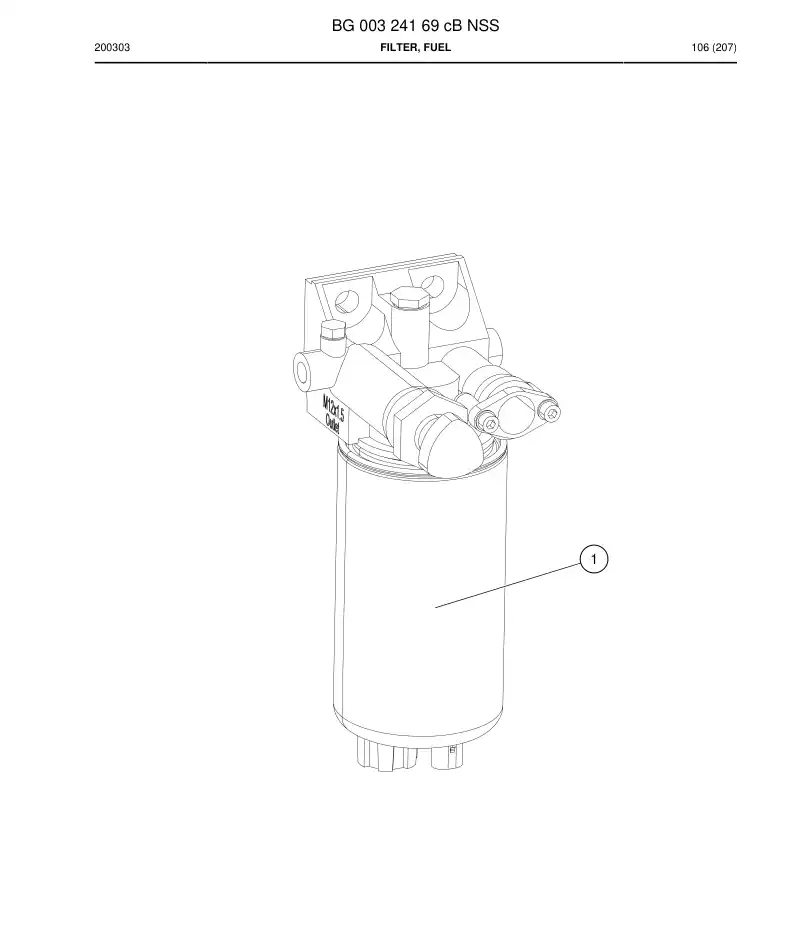 BG00324169c BG 003 241 69c Filter, fuel - Sandvik Technical Drawing