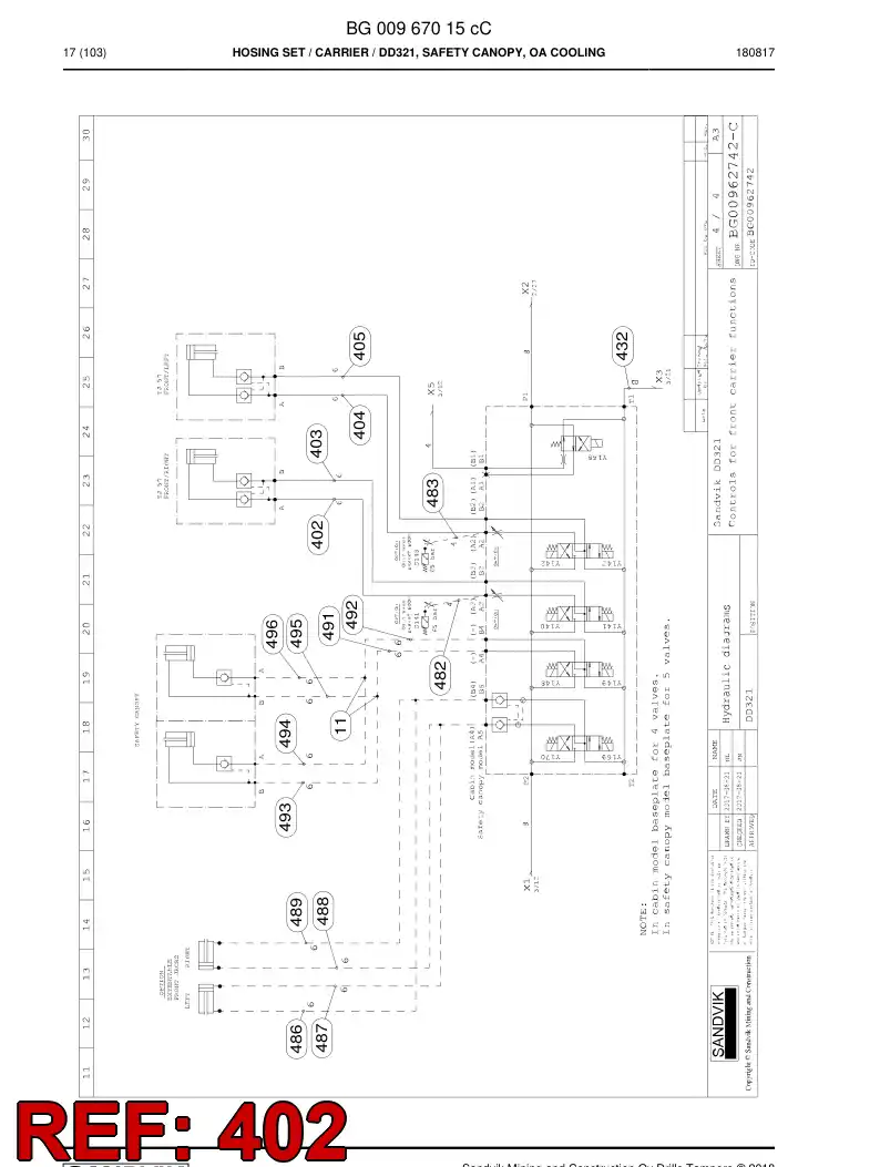 BG00324172a BG 003 241 72a Hose Assembly, Hydraulic - Sandvik Technical Drawing