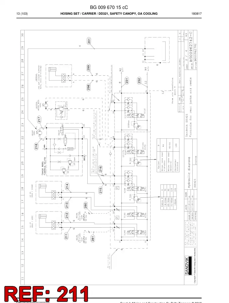 BG00324173a BG 003 241 73a Hose Assembly, Hydraulic - Sandvik Technical Drawing