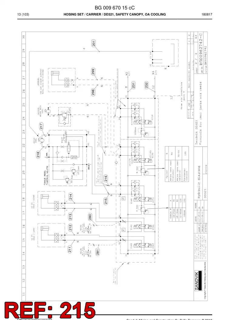 BG00324176a BG 003 241 76a Hose Assembly, Hydraulic - Sandvik Technical Drawing