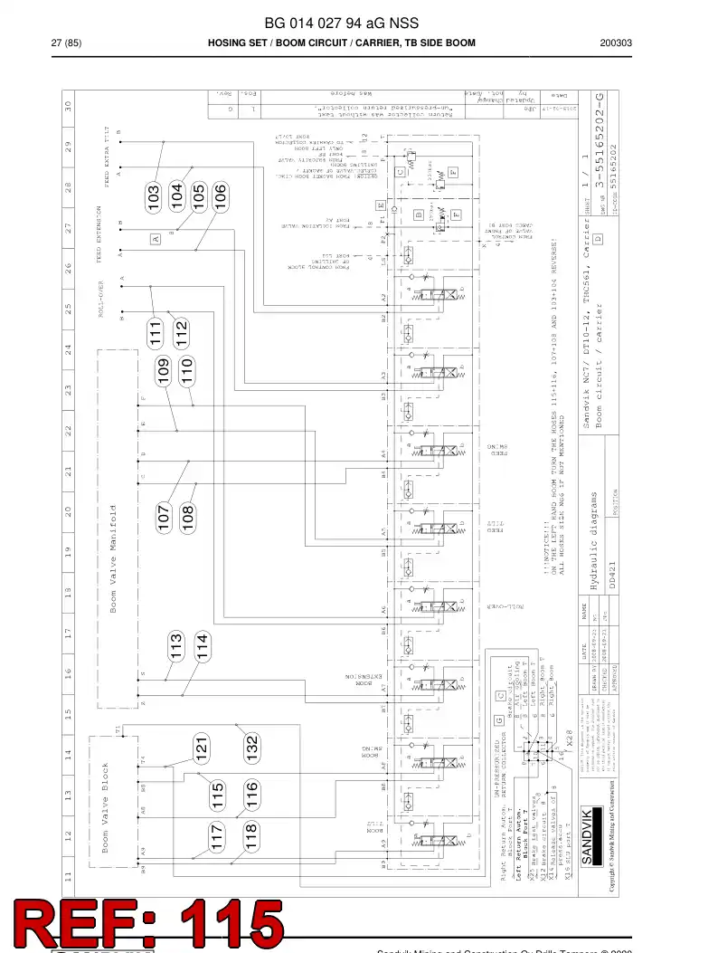 BG00324178a BG 003 241 78a Hose Assembly, Hydraulic - Sandvik Technical Drawing