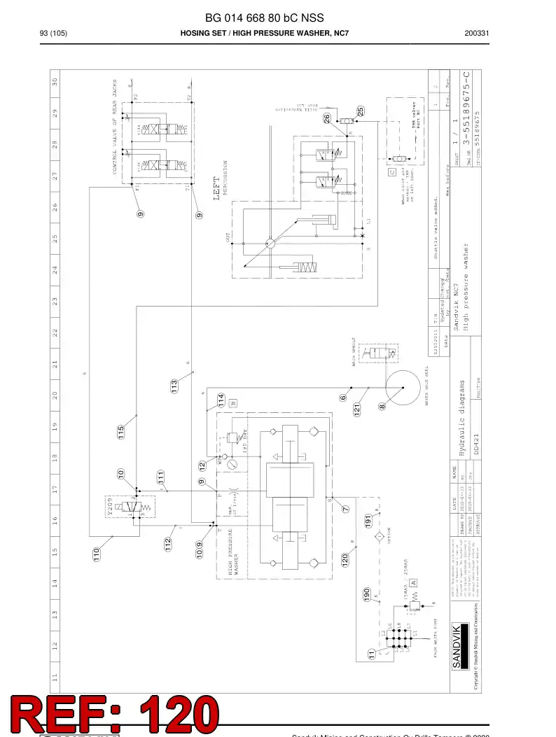 BG00324253a BG 003 242 53a Hose Assembly, Hydraulic - Sandvik Technical Drawing