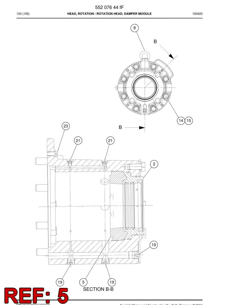 BG00324464a BG 003 244 64a Damper - Sandvik Technical Drawing