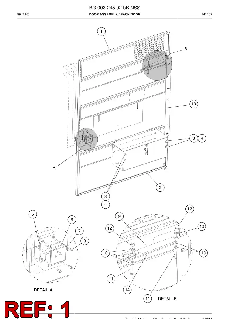 BG00324600a BG 003 246 00a Door - Sandvik Technical Drawing