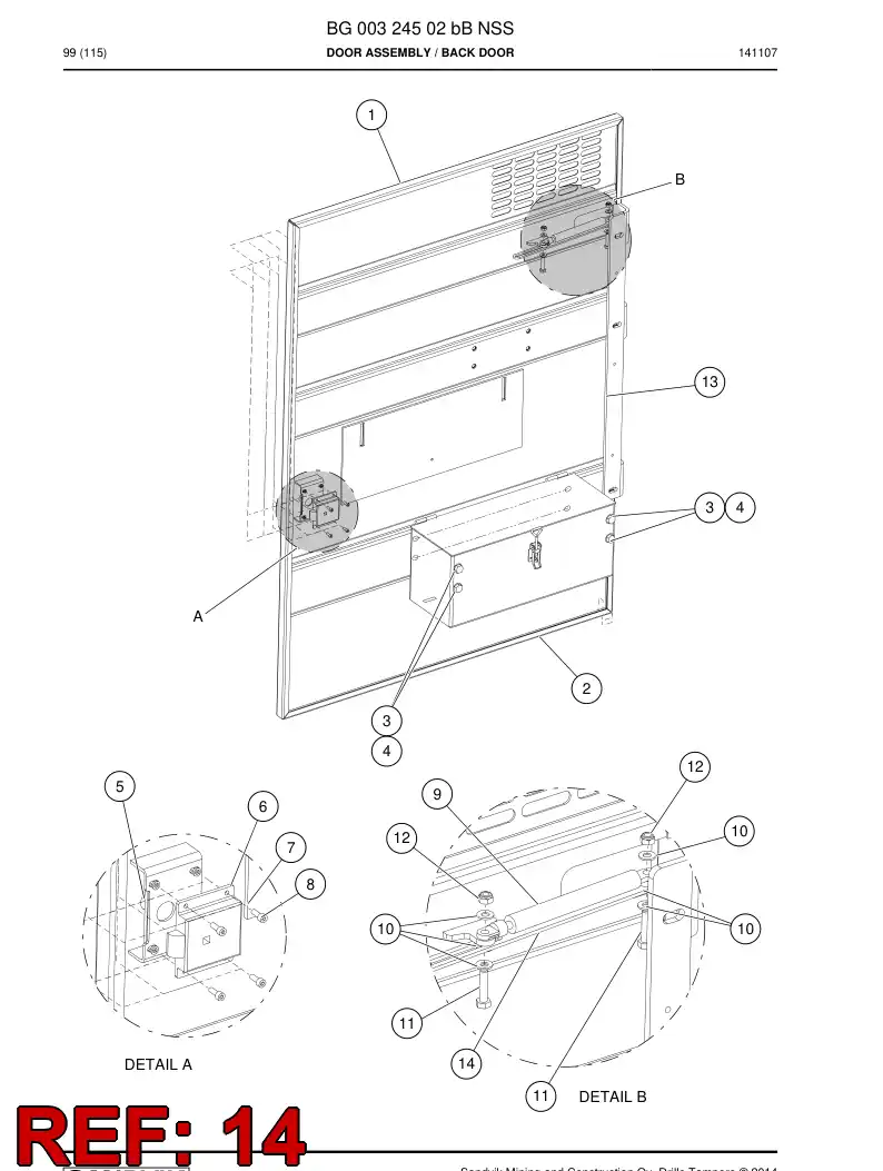 BG00324675a BG 003 246 75a Latch - Sandvik Technical Drawing