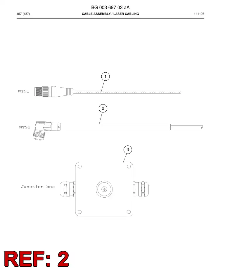 BG00324753a BG 003 247 53a Cable, Prewired Plug - Sandvik Technical Drawing