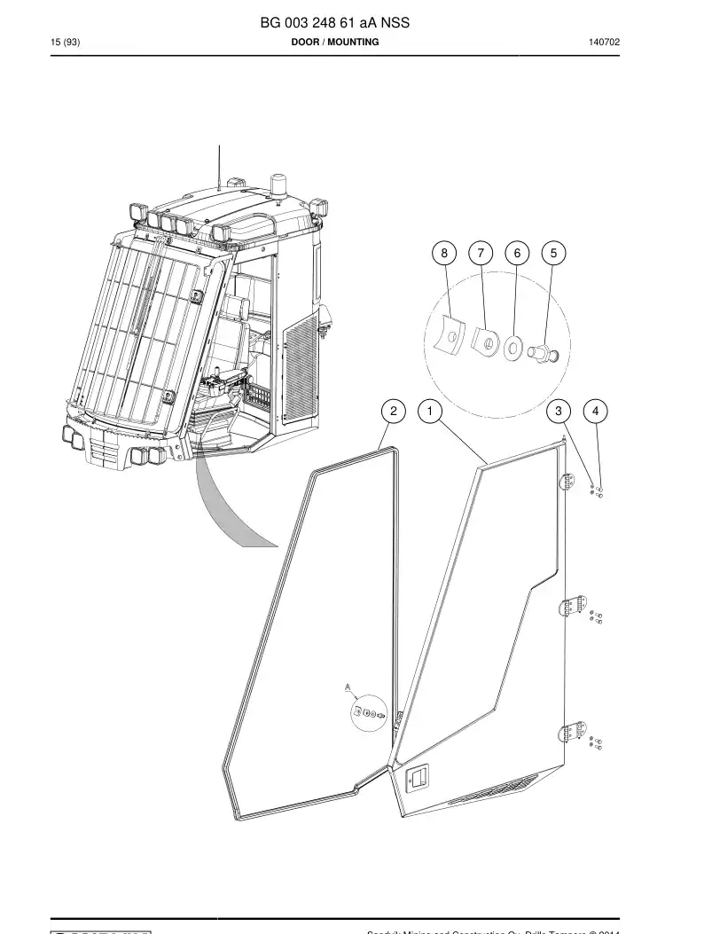 BG00324861a BG 003 248 61a Door - Sandvik Technical Drawing