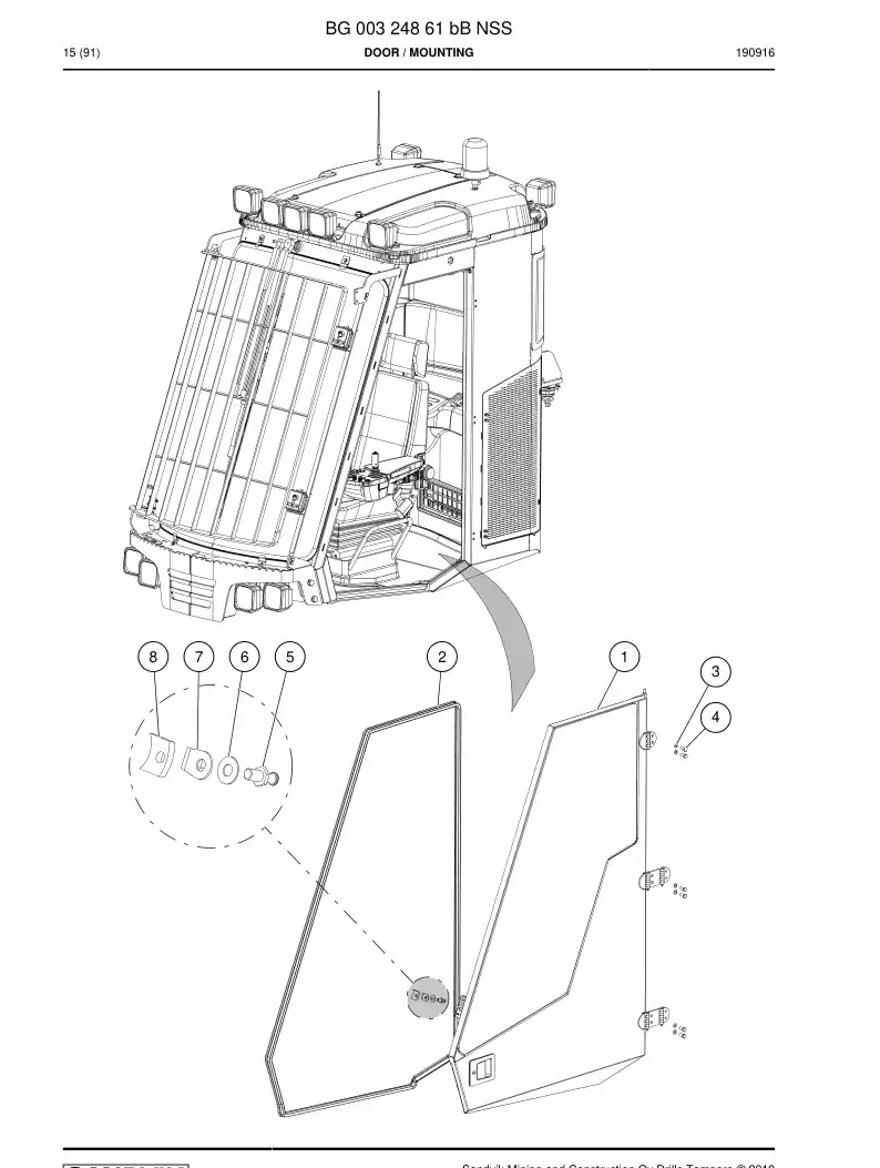 BG00324861b BG 003 248 61b Door - Sandvik Technical Drawing