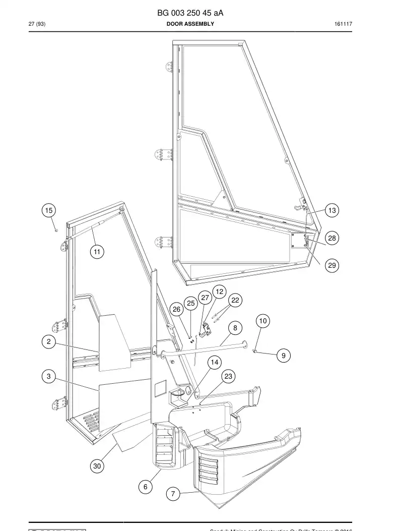 BG00324865a BG 003 248 65a Door - Sandvik Technical Drawing