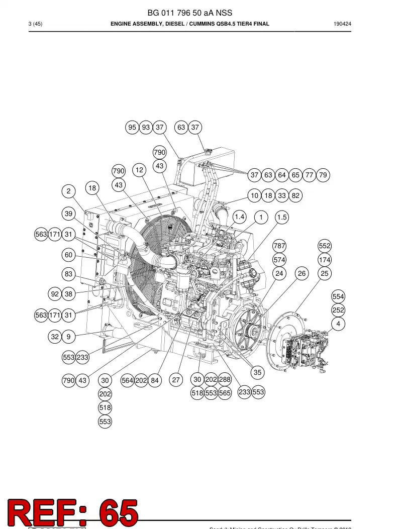 BG00325246a BG 003 252 46a Hose - Sandvik Technical Drawing