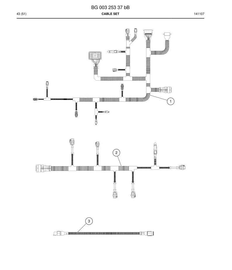 BG00325337b BG 003 253 37b Cable Set - Sandvik Technical Drawing