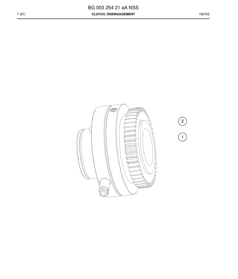 BG00325421a BG 003 254 21a Clutch, Disengagement - Sandvik Technical Drawing