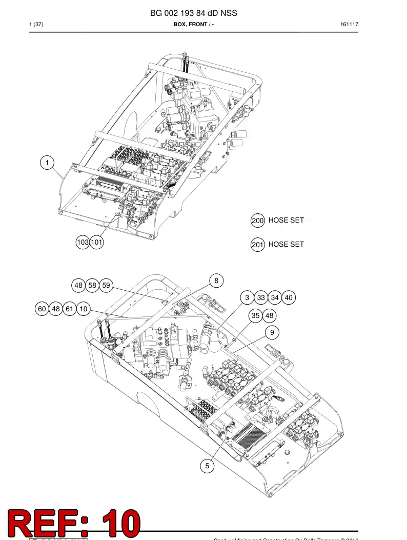 BG00326347a BG 003 263 47a Bracket, Mounting - Sandvik Technical Drawing