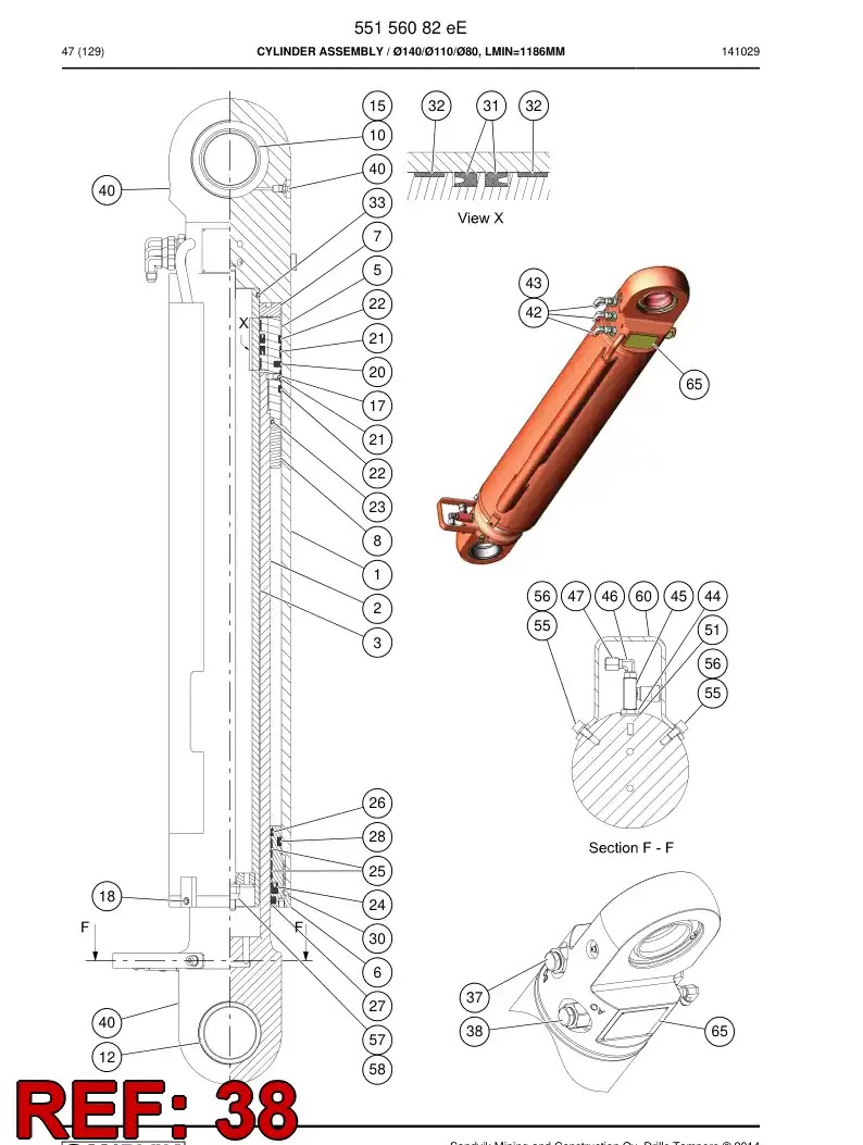 BG00326352a BG 003 263 52a VLVULA, SOBRE O CENTRO - Sandvik Technical Drawing