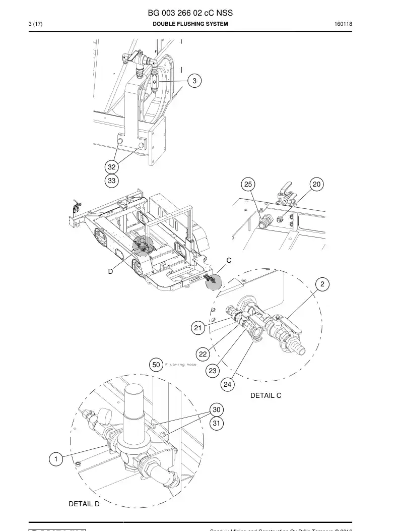 BG00326602c BG 003 266 02c Double Flushing System - Sandvik Technical Drawing