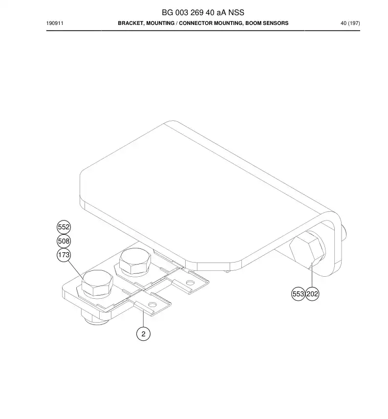 BG00326940a BG 003 269 40a Bracket, Mounting - Sandvik Technical Drawing