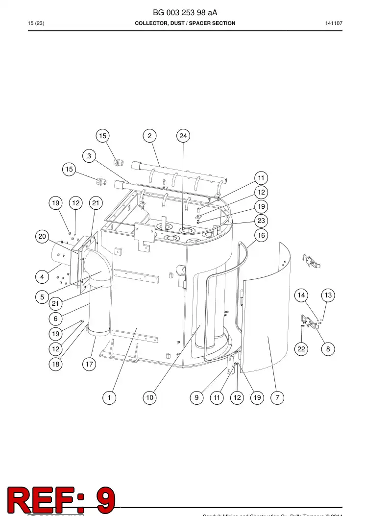 BG00327513a BG 003 275 13a Hinge - Sandvik Technical Drawing