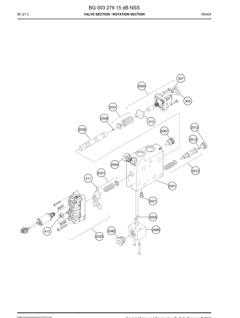 BG00327915b BG 003 279 15b Valve Section - Sandvik Technical Drawing