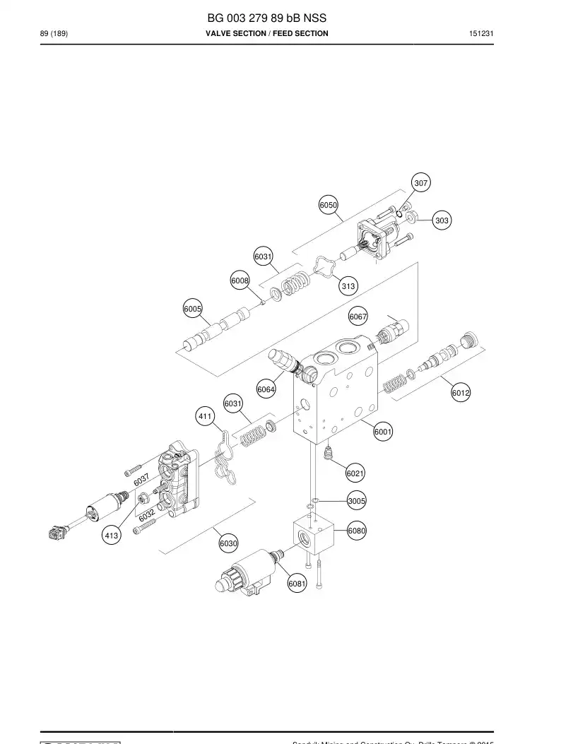 BG00327989b BG 003 279 89b Valve Section - Sandvik Technical Drawing