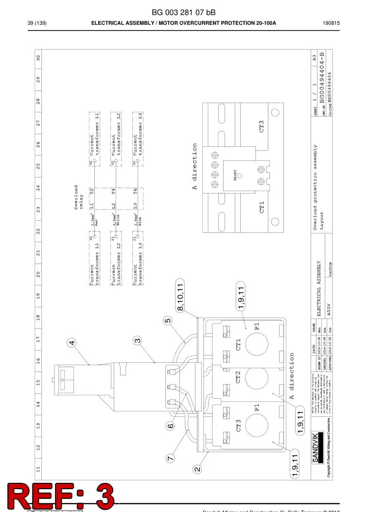 BG00327999c BG 003 279 99c Relay, Overcurrent - Sandvik Technical Drawing