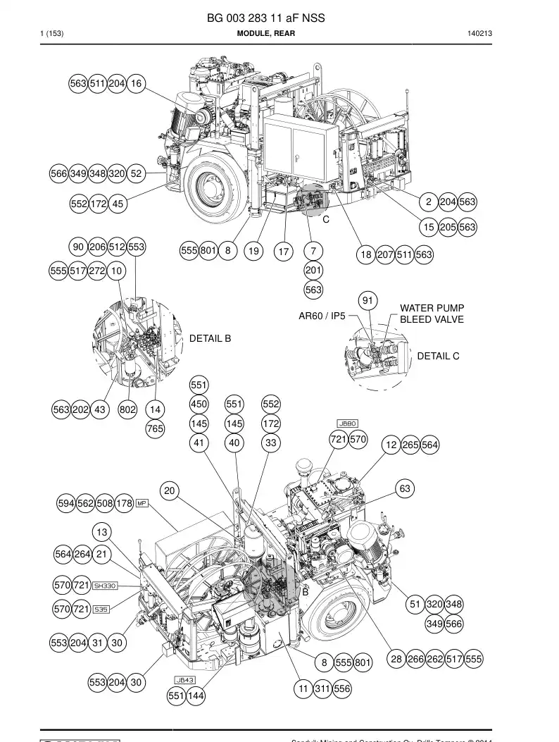BG00328311a BG 003 283 11a Module, Rear - Sandvik Technical Drawing