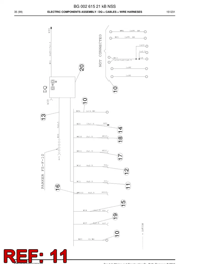 BG00328866b BG 003 288 66b Cable, Prewired Plug - Sandvik Technical Drawing