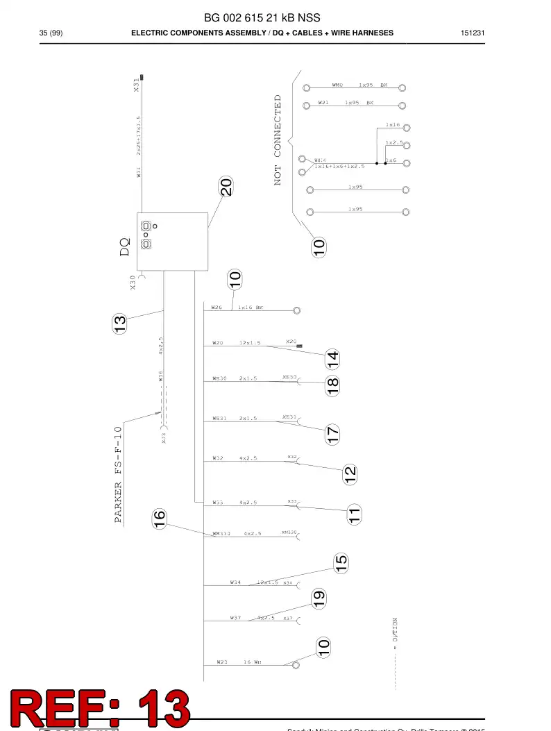 BG00328911a BG 003 289 11a Cable, Prewired Plug - Sandvik Technical Drawing