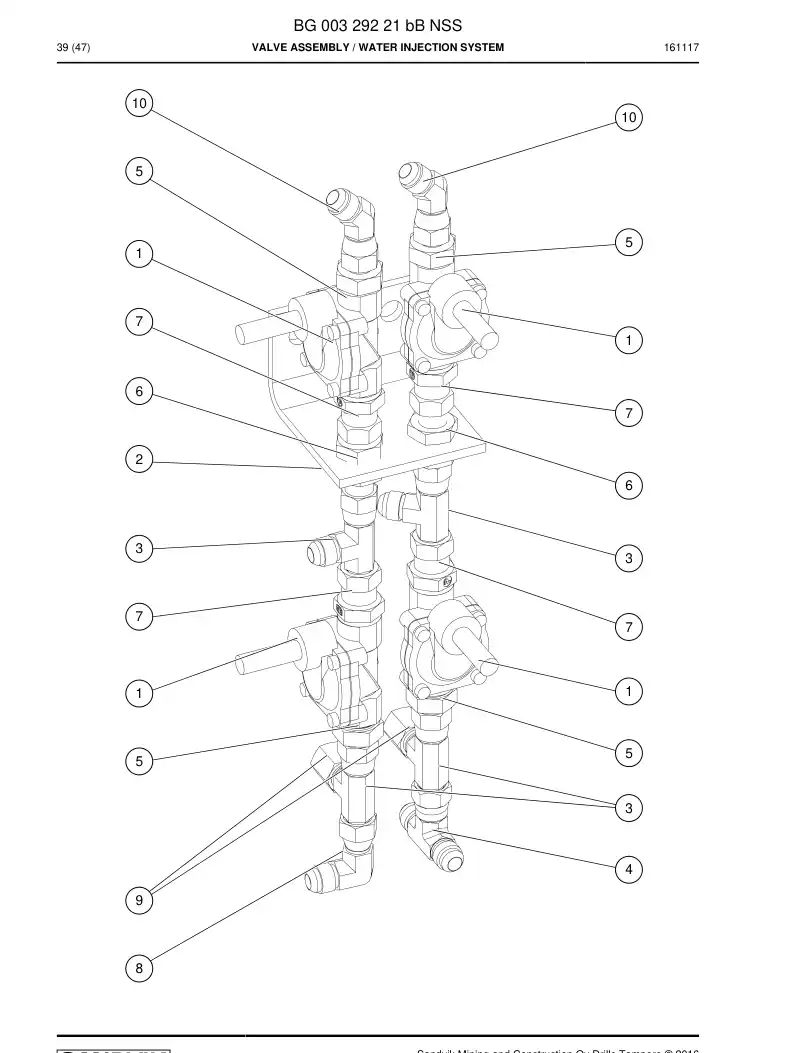 BG00329221a BG 003 292 21a Valve Assembly - Sandvik Technical Drawing