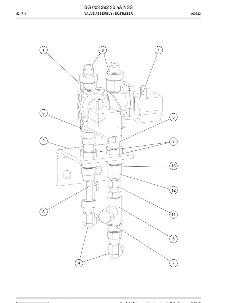BG00329230a BG 003 292 30a Valve Assembly - Sandvik Technical Drawing