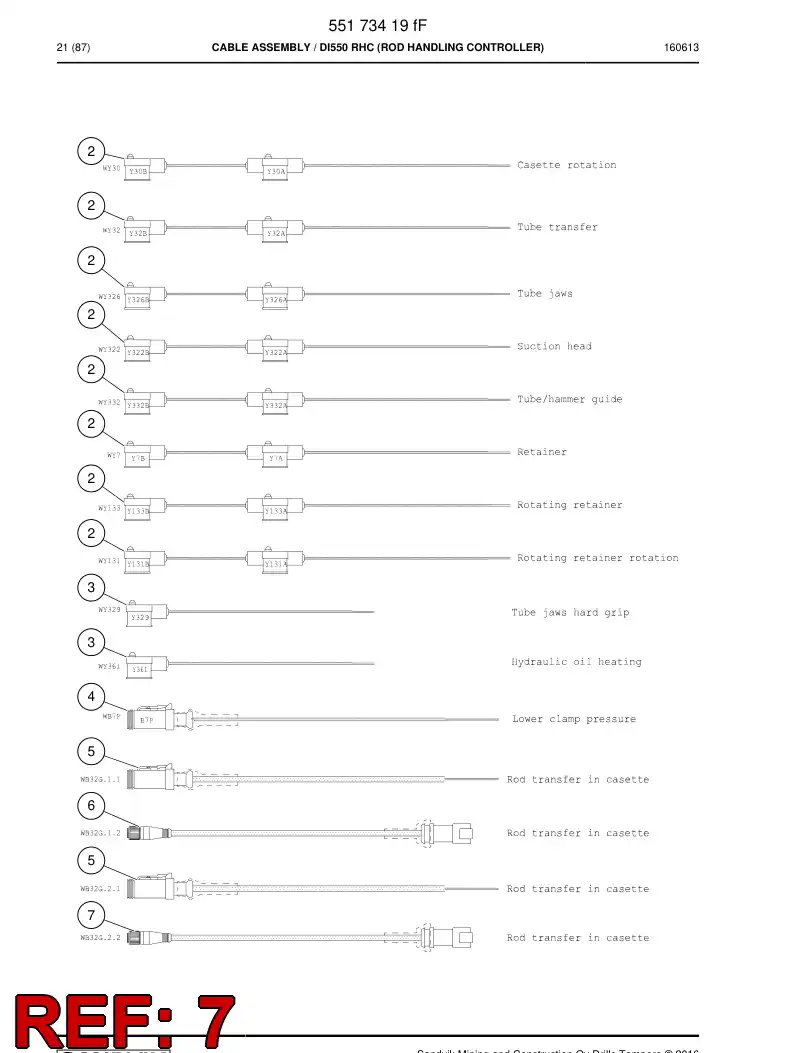 BG00329519a BG 003 295 19a Cable Assembly - Sandvik Technical Drawing