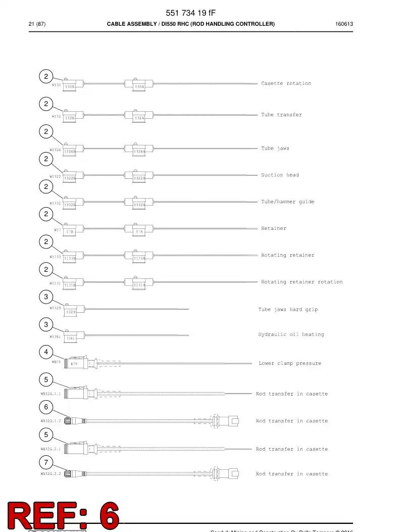 BG00329531a BG 003 295 31a Cable Assembly - Sandvik Technical Drawing