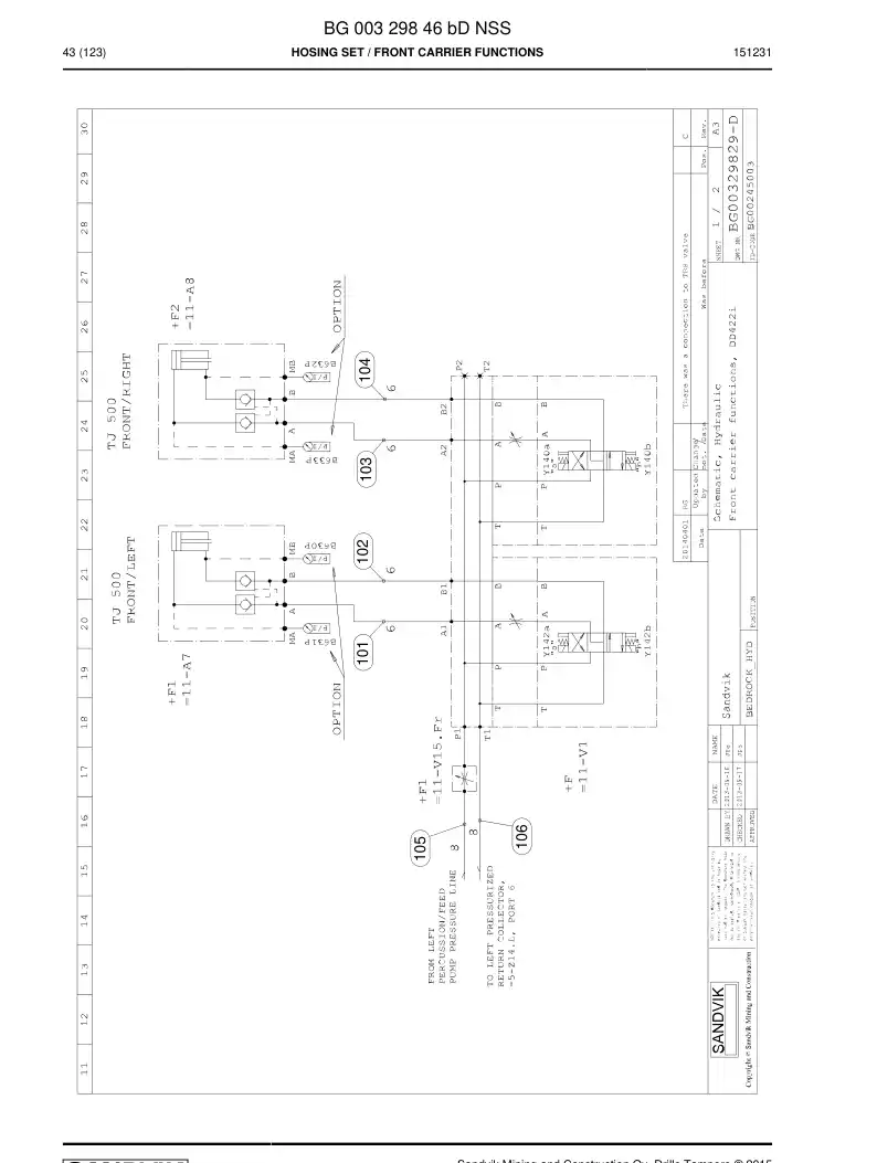BG00329846b BG 003 298 46b Hosing Set - Sandvik Technical Drawing