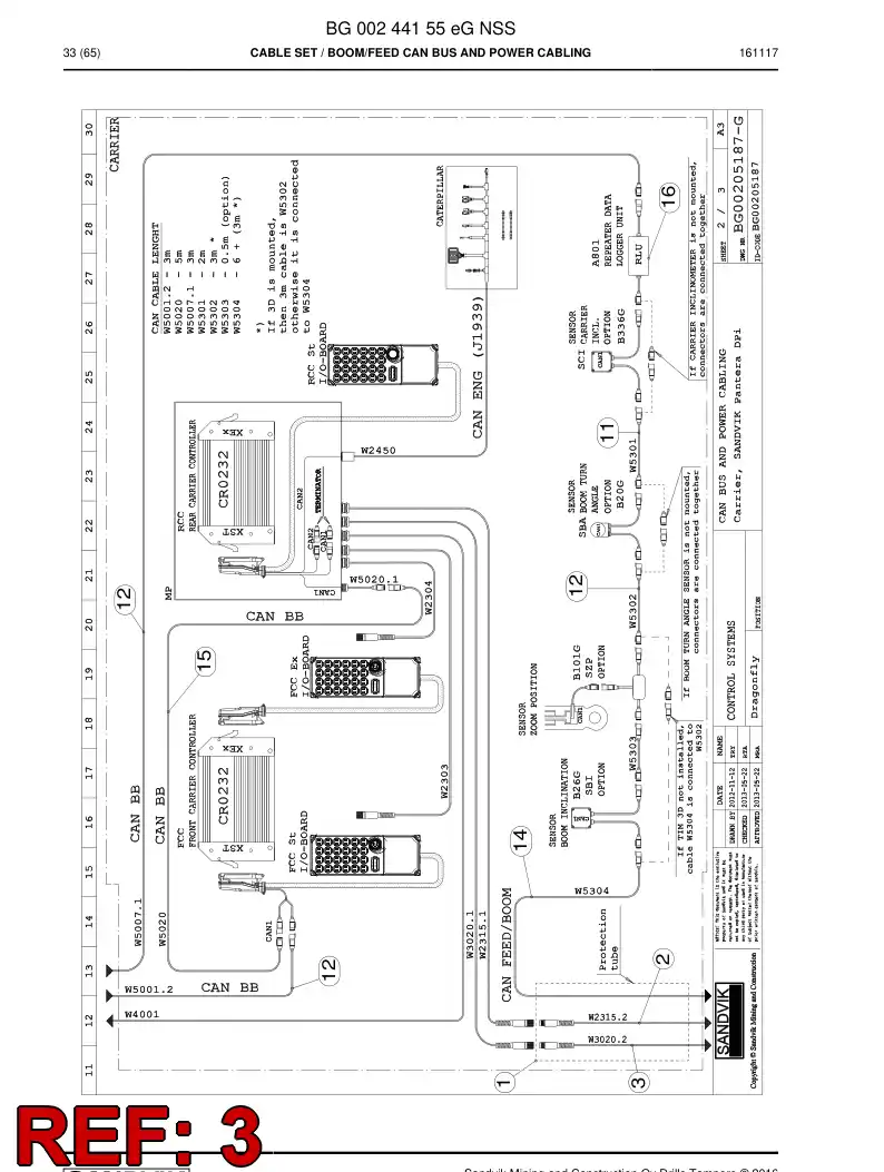 BG00332843a BG 003 328 43a Cable, Prewired Plug - Sandvik Technical Drawing