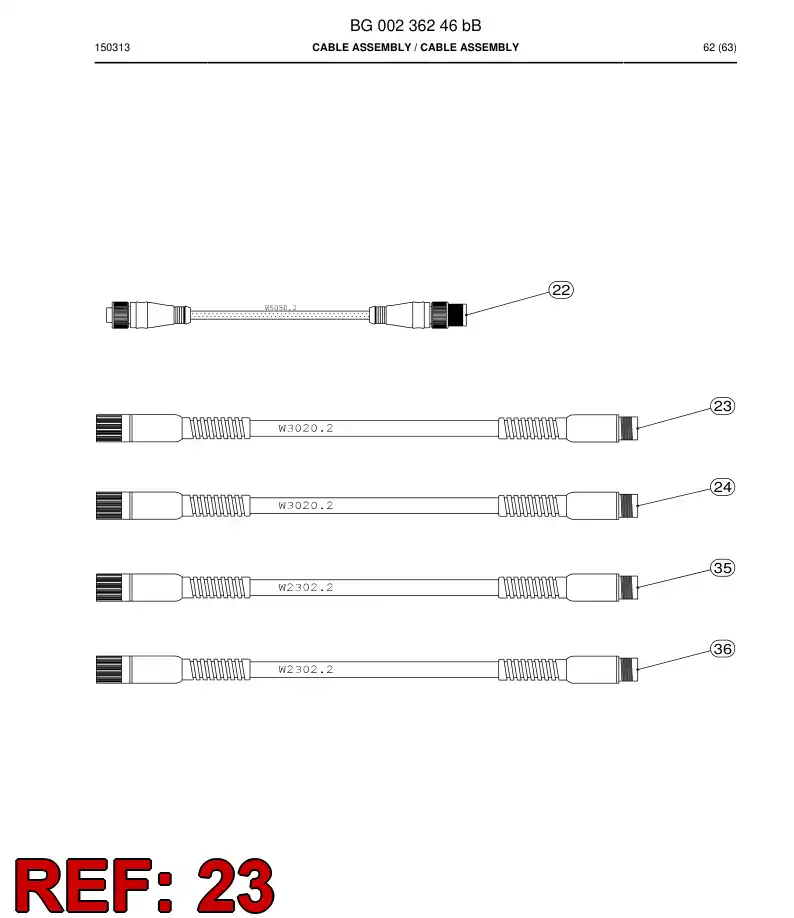 BG00332904b BG 003 329 04b Cable, Prewired Plug - Sandvik Technical Drawing