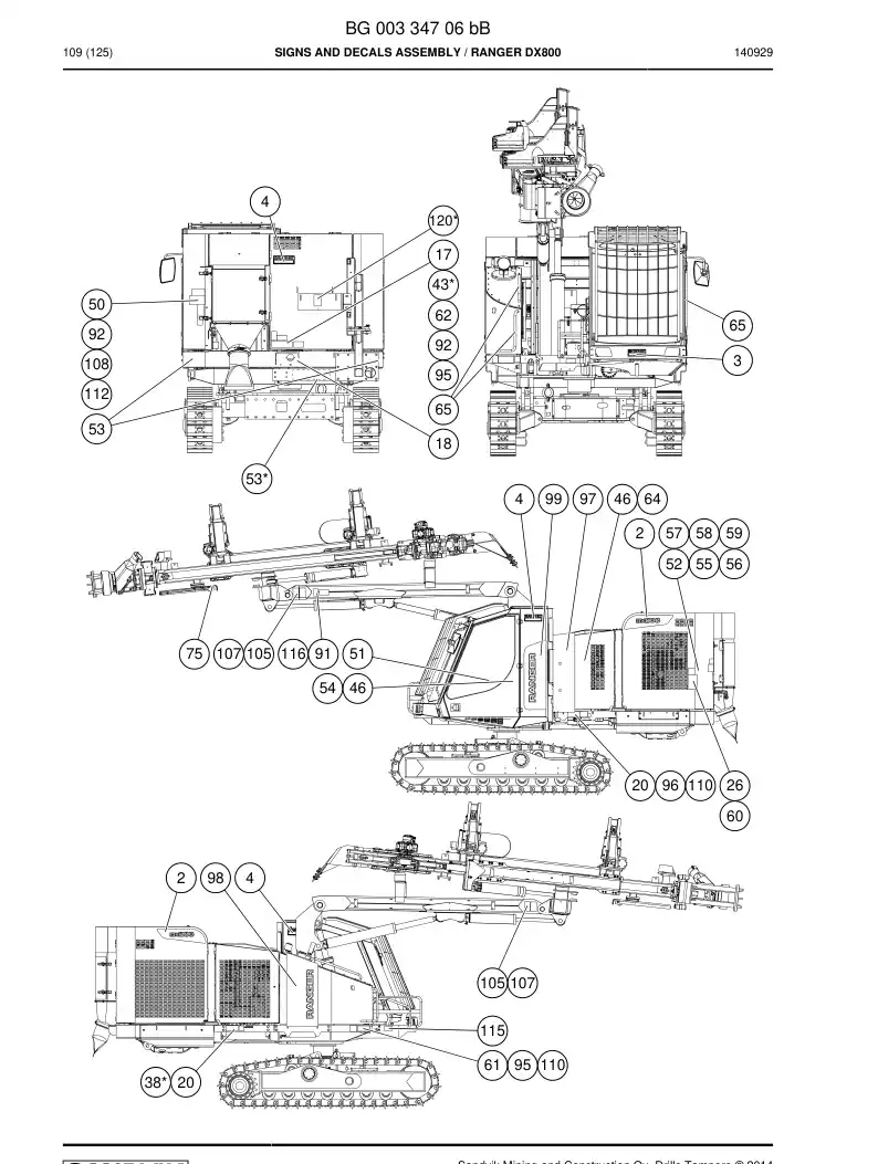 BG00334706b BG 003 347 06b Signs And Decals Assembly - Sandvik Technical Drawing