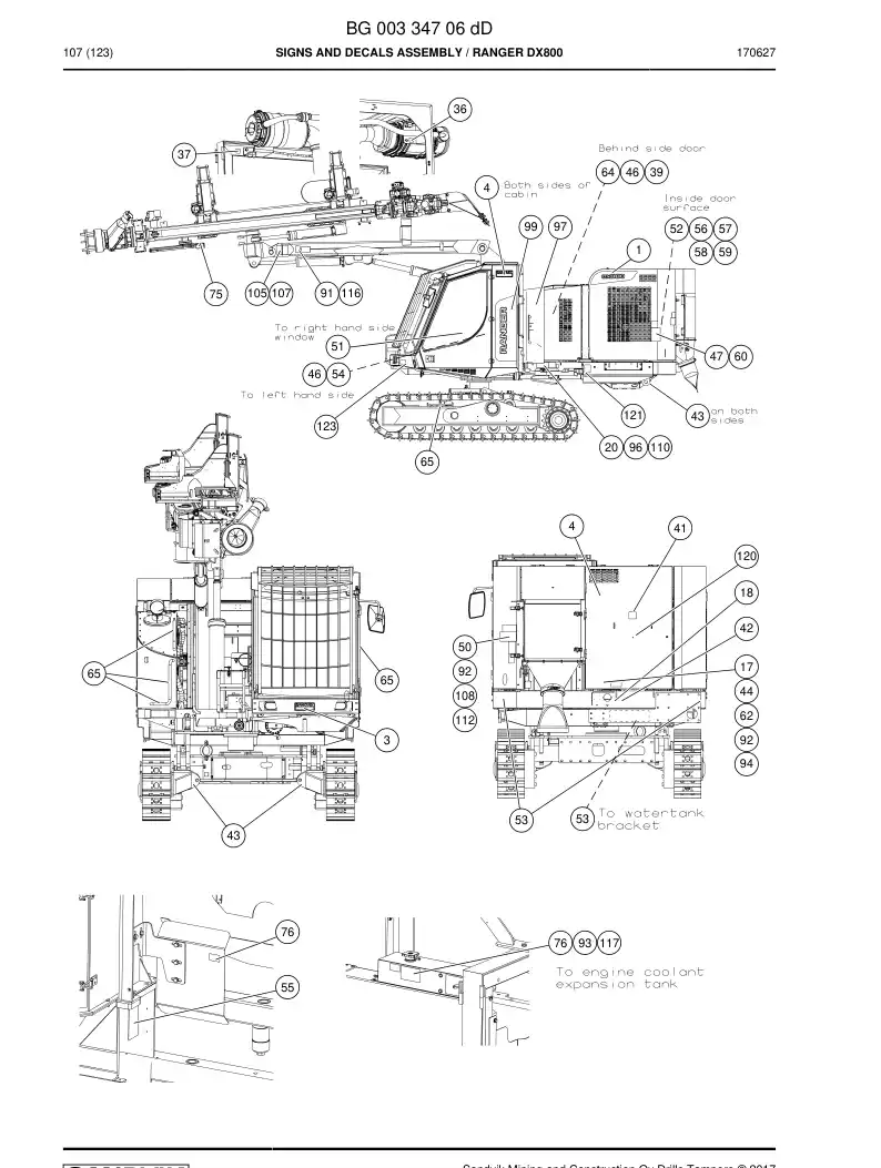 BG00334706d BG 003 347 06d Signs And Decals Assembly - Sandvik Technical Drawing