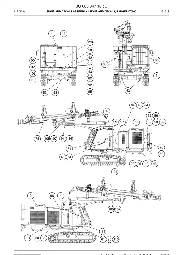 BG00334710c BG 003 347 10c Signs And Decals Assembly - Sandvik Technical Drawing